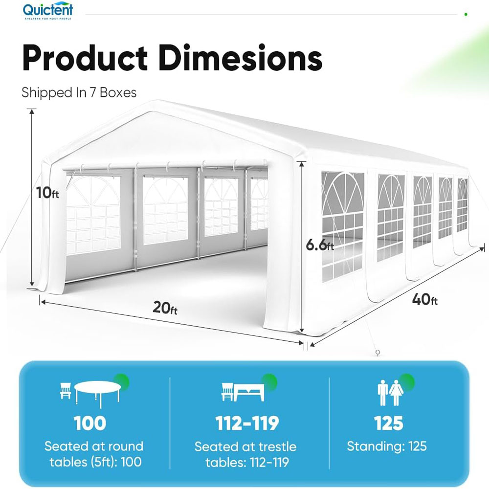 Quictent Party Tent Heavy Duty Outdoor Gazebo White Party Wedding Tent Canopy Shelter Carport