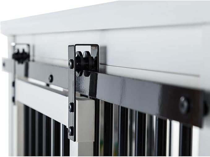 New Age Pet ECOFLEX Homestead Sliding Barn Door Furniture Style Dog Crate - Antique White, Extra Large (EHDBC15-04XL)