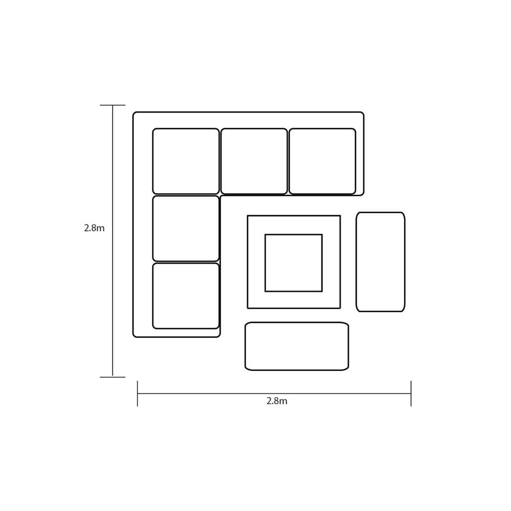 Hartman Heritage Grand Square Tuscan Casual Dining Set with Fire Pit Table – Ash/Slate