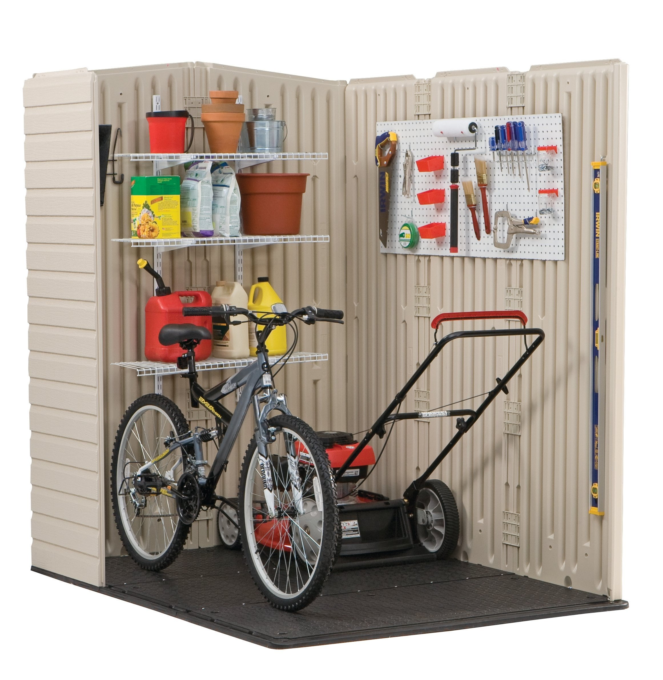 【Storage Shed】Large Plastic Vertical Resin Weather Resistant Storage Shed, 5x6 Ft, Sandstone