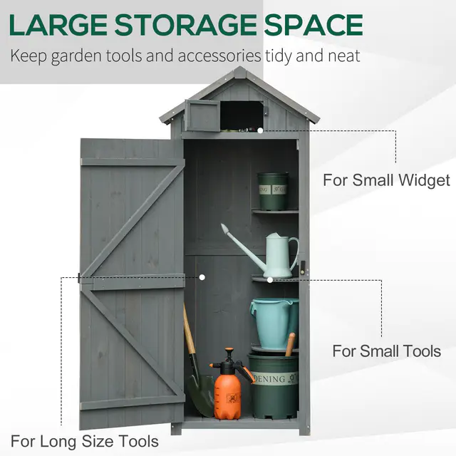 【Storage Shed】30 x 21 x 71 Garden Storage shed, yard tools warehouse 3 storey shelf grey