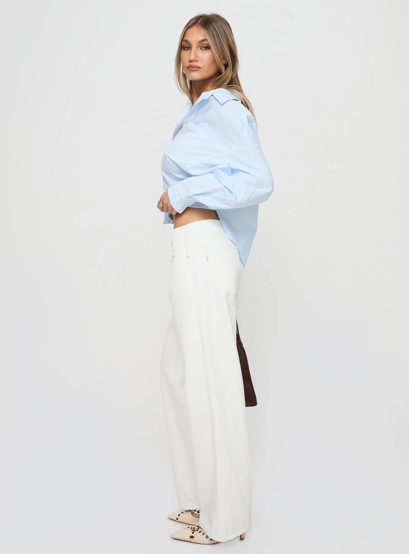 Ellanor Low Rise Slouch Denim Jean White
