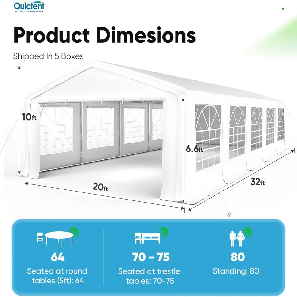 Quictent Party Tent Heavy Duty Outdoor Gazebo White Party Wedding Tent Canopy Shelter Carport