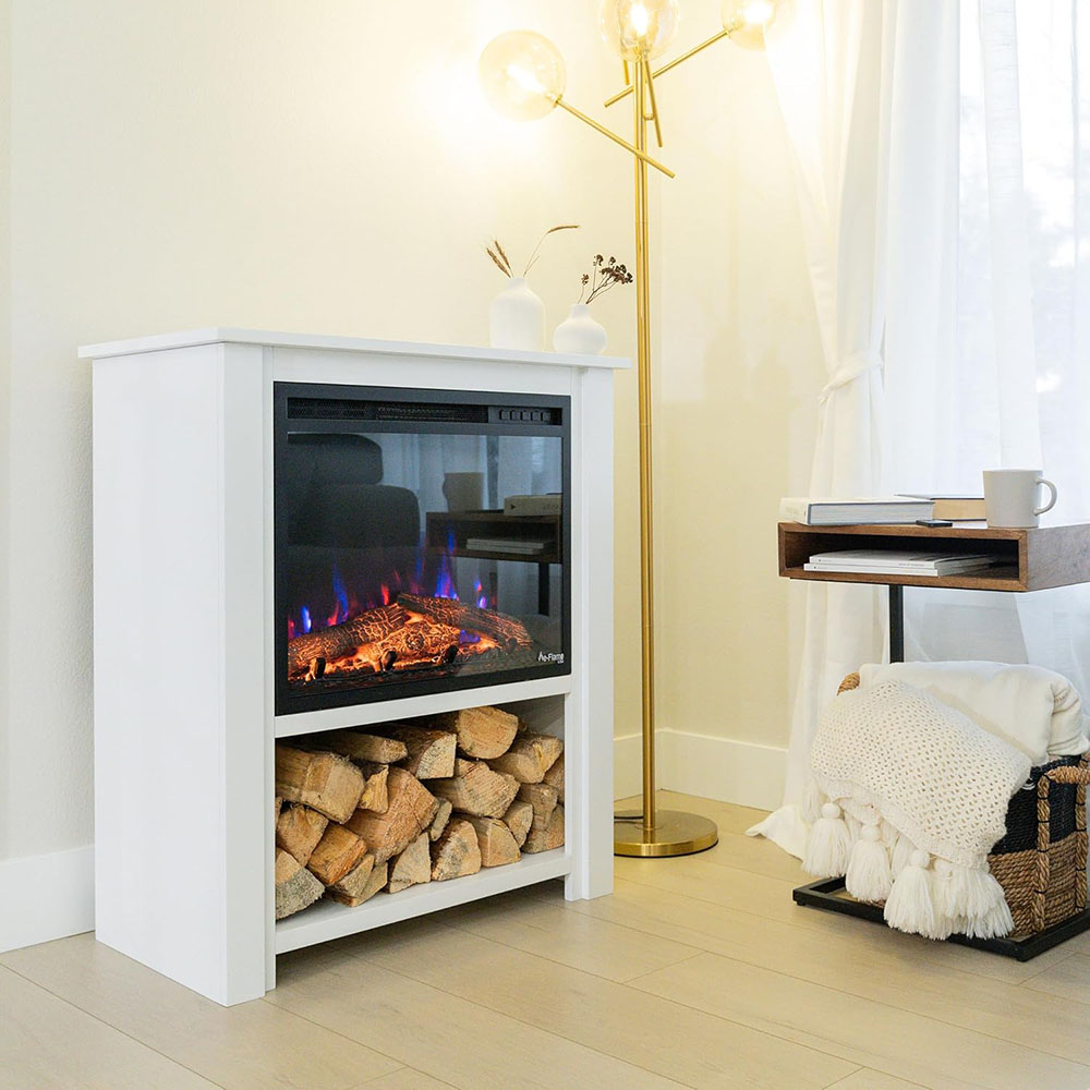Innsbruck Electric LED Fireplace Stove - Décor Chimney Flue and Wood