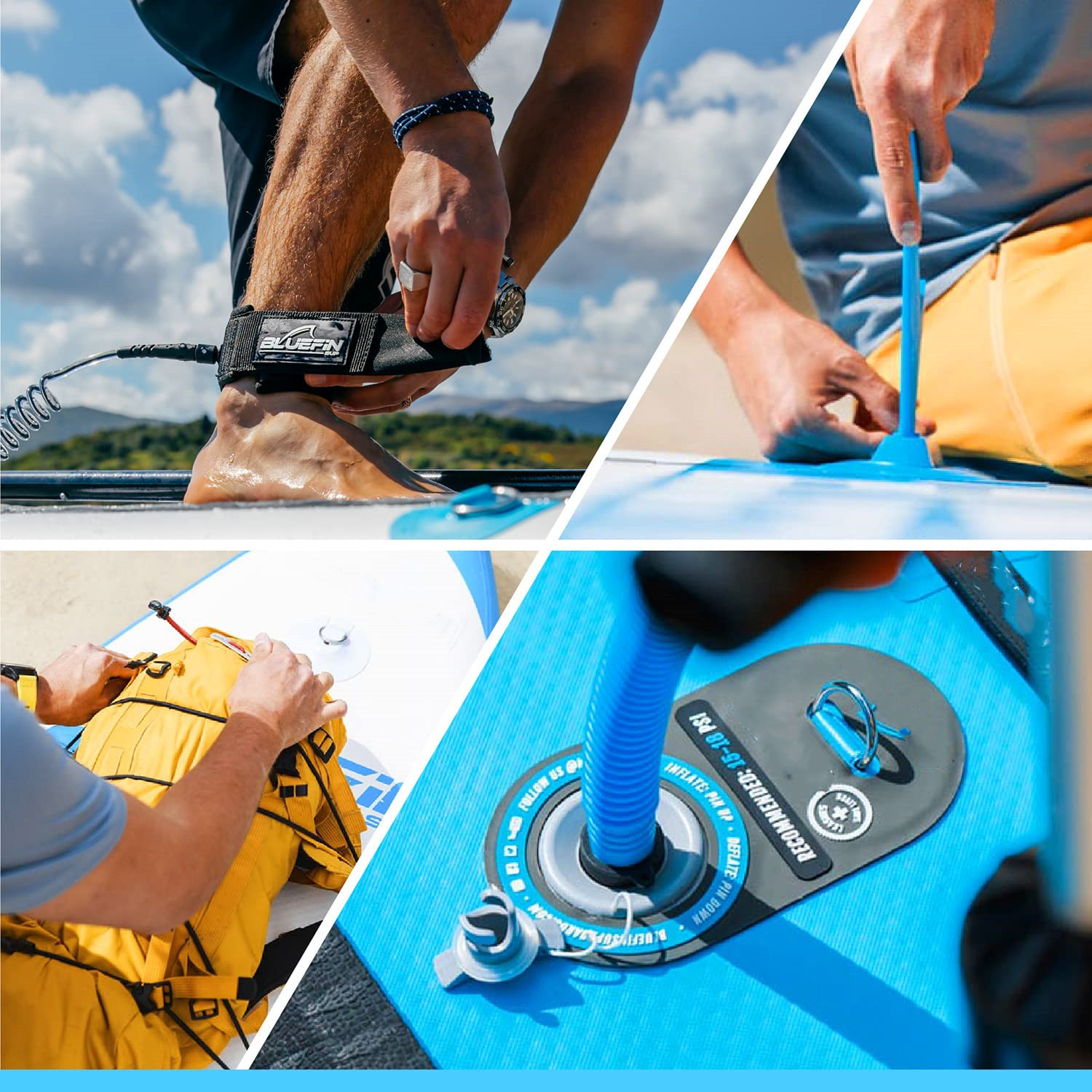 Bluefin SUP Inflatable Stand Up Paddle Board | 6” Thick | Kayak Conversion Kit | All Accessories | Multiple sizes: Kids, 10’8, 12’