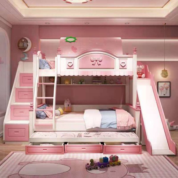 【Furniture】【BS】Slide Pink Bunk Bed