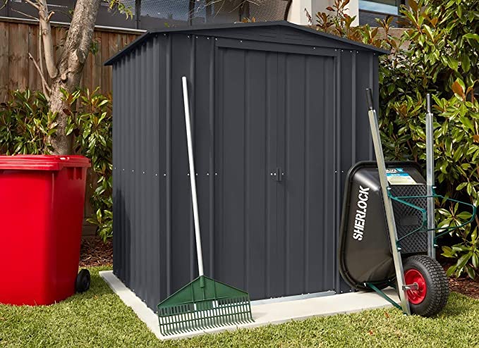 【Storage Shed】Anthracite Grey Metal Apex Roof Shed 6 x 5