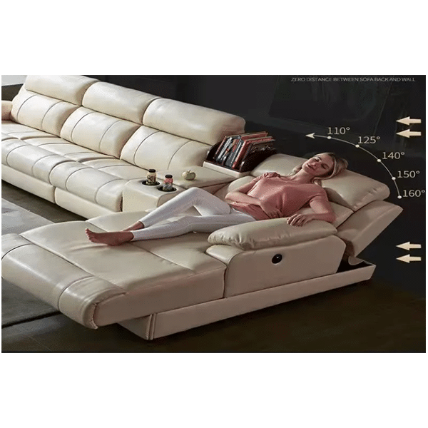 Leather electric function sofa leather art large and small apartment combination living room furniture modern minimalist zero wall decoration