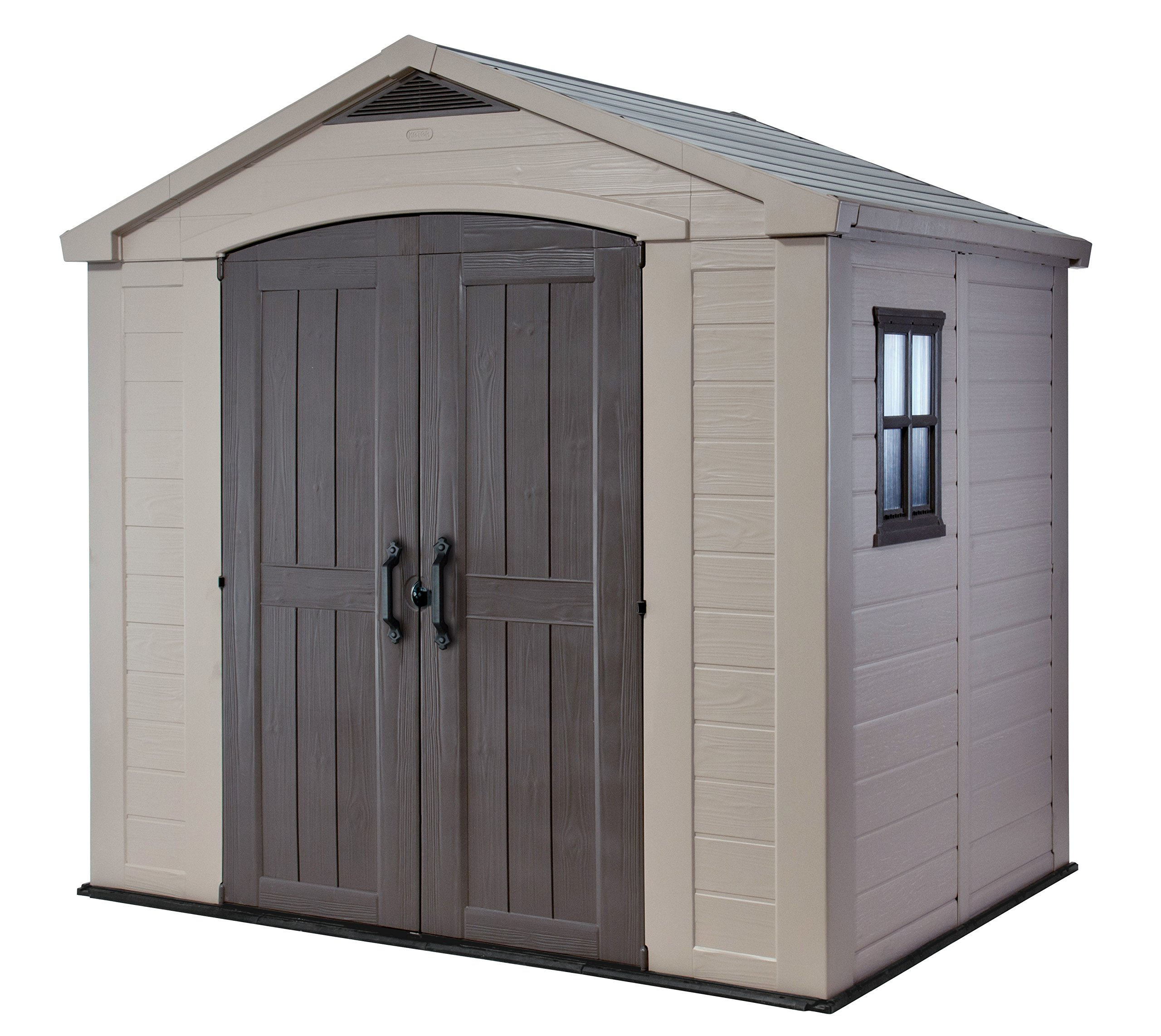 【Storage Shed】【BS】8x6 ft Outdoor Storage Shed, Beige & Brown